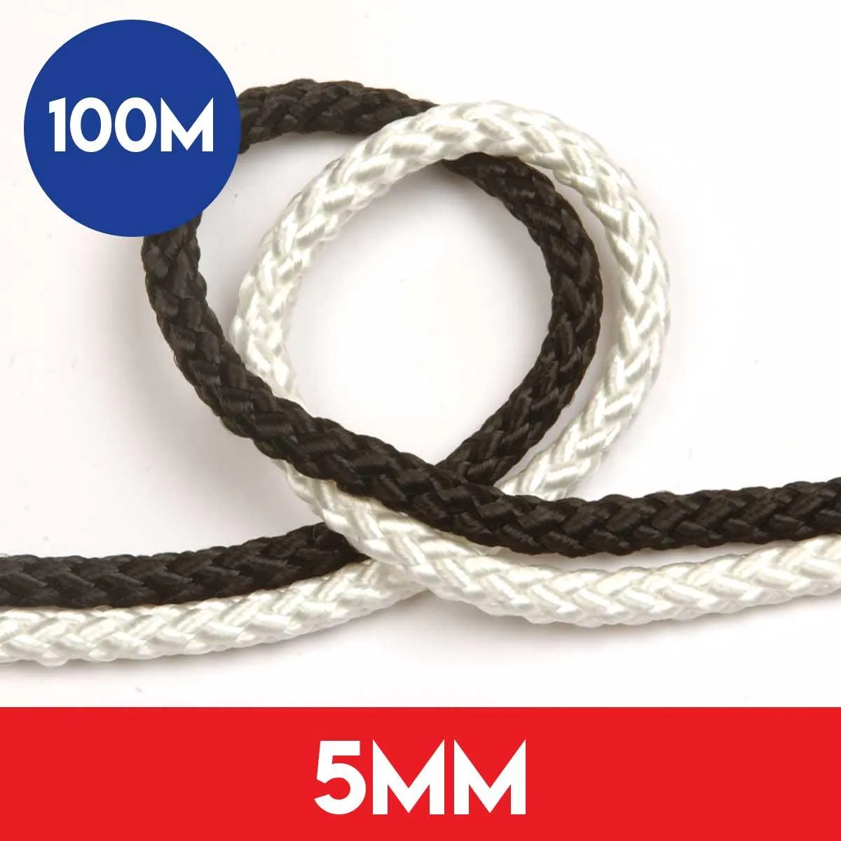 100m of 5mm 8 Plait Standard Polyester Rope
