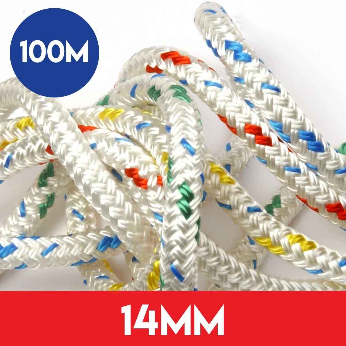 100m Reel of 14mm Polyester Braid on Braid Rope by Kingfisher