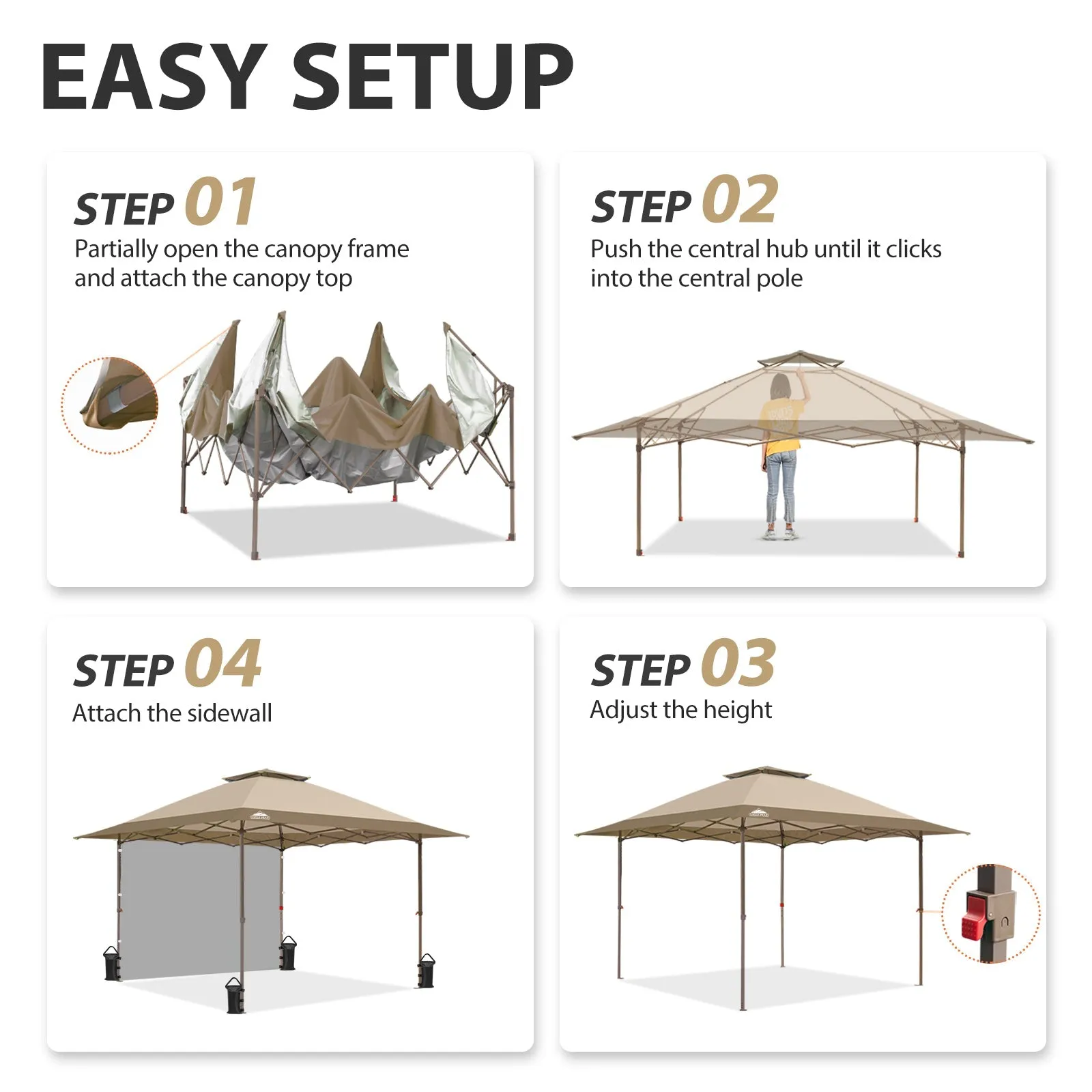 13x13 Pop Up Canopy Tent With Sidewall