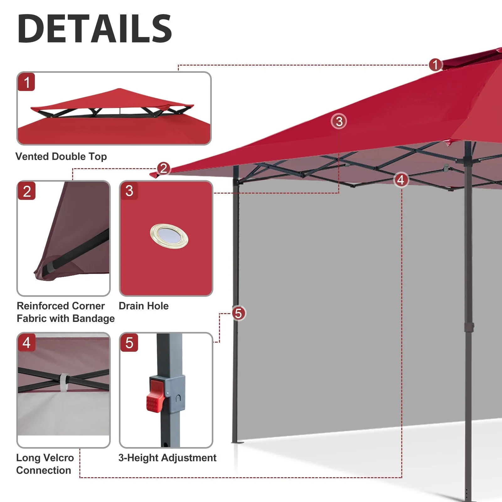 13x13 Pop Up Canopy Tent With Sidewall