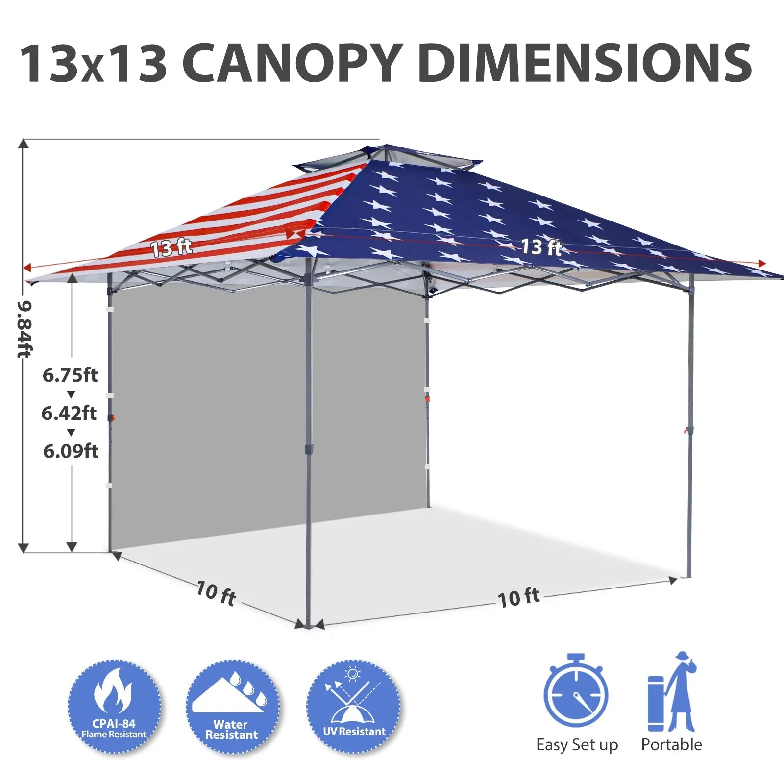 13x13 Pop Up Canopy Tent With Sidewall