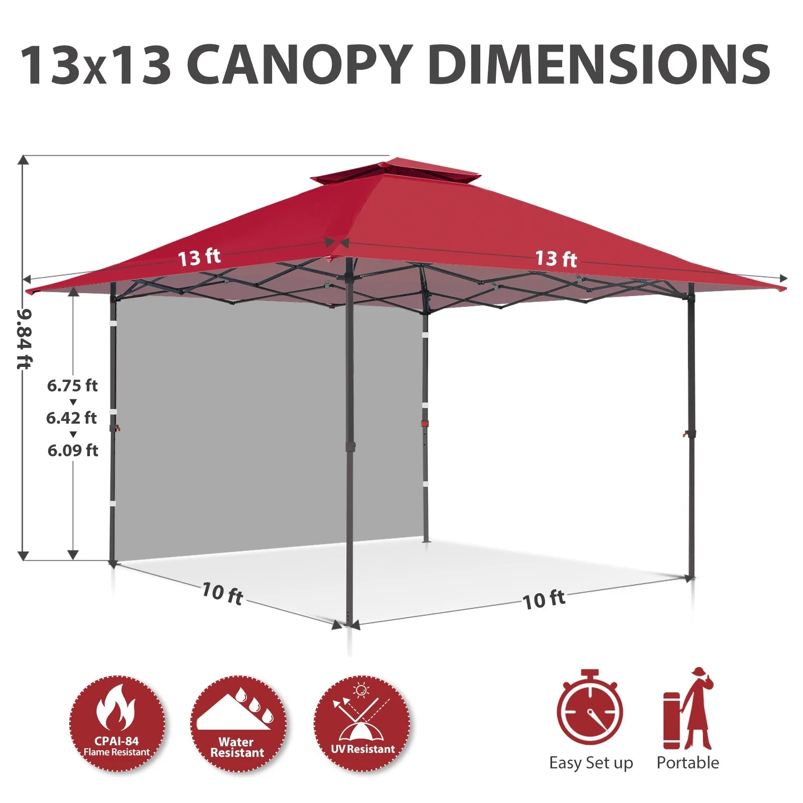 13x13 Pop Up Canopy Tent With Sidewall