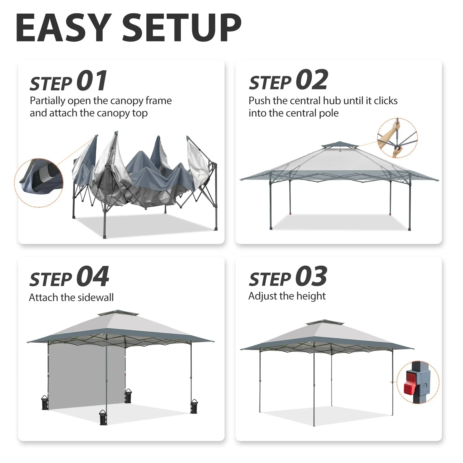 13x13 Pop Up Canopy Tent With Sidewall