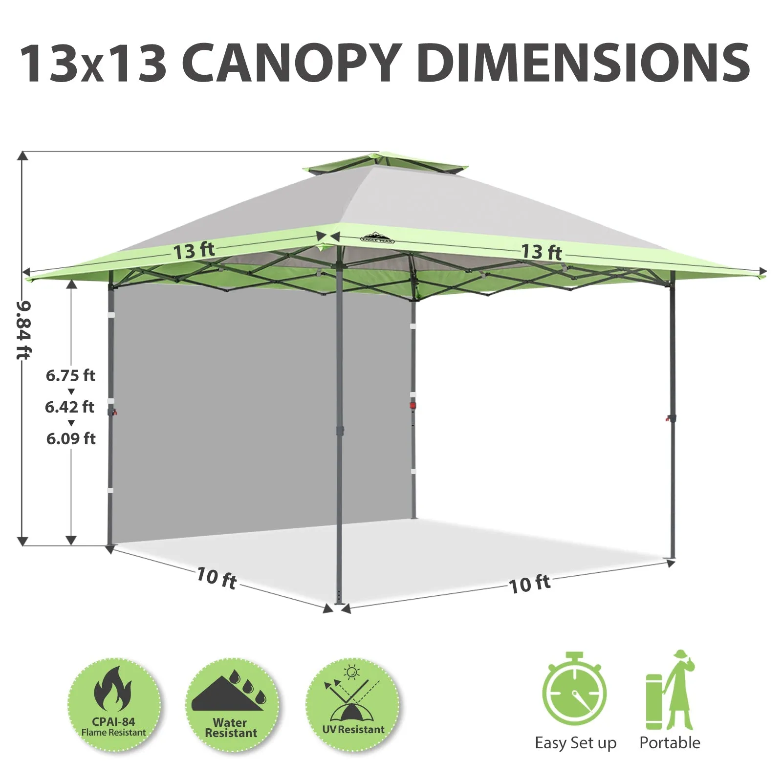 13x13 Pop Up Canopy Tent With Sidewall