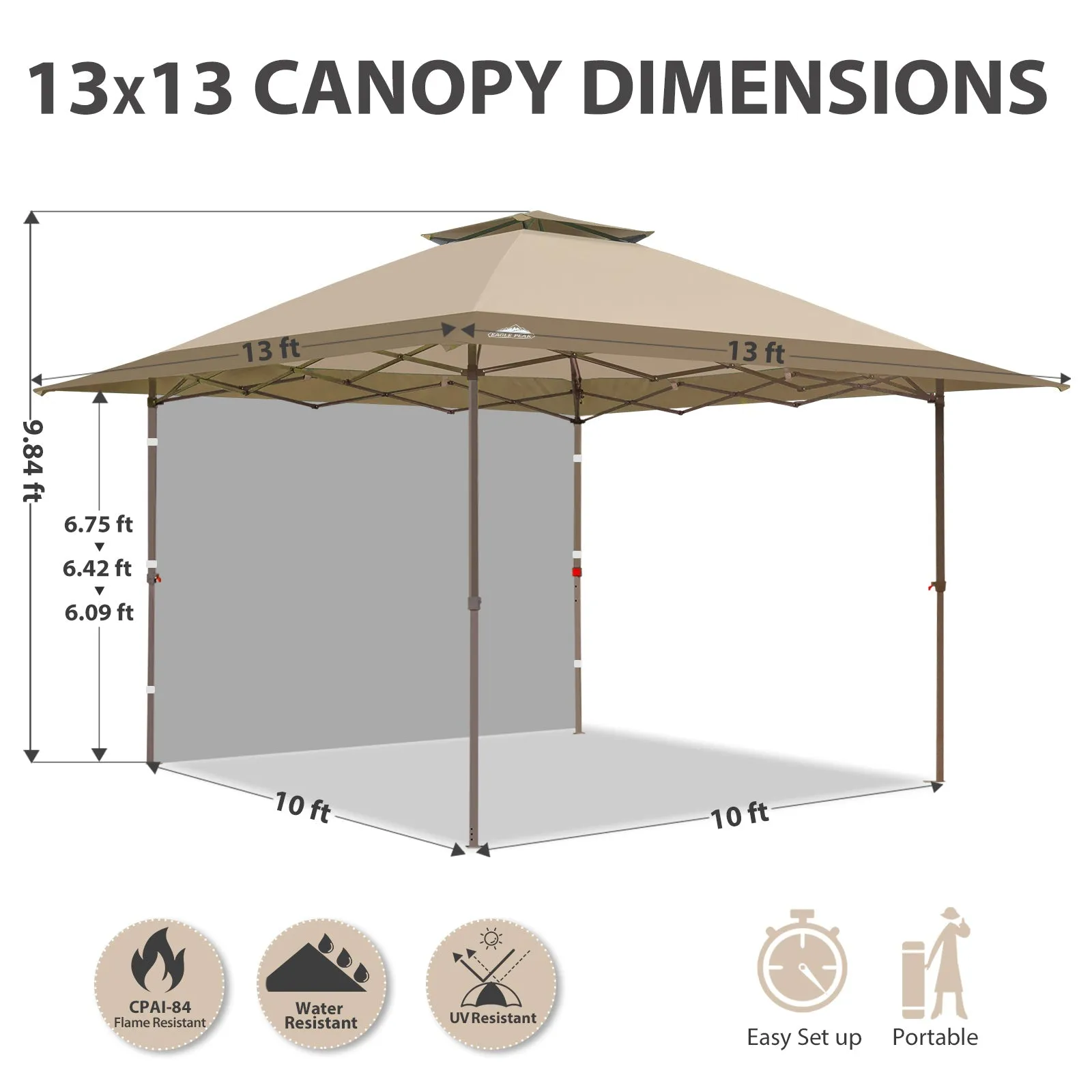 13x13 Pop Up Canopy Tent With Sidewall