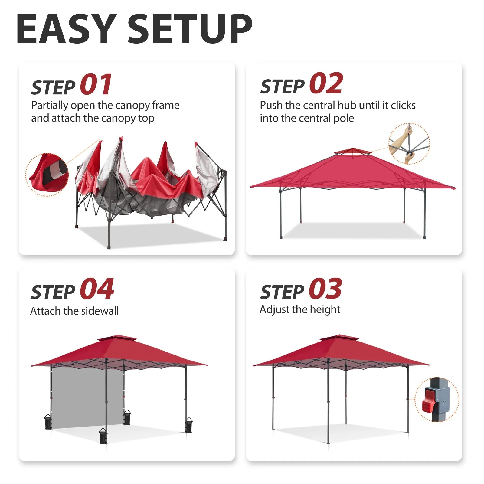 13x13 Pop Up Canopy Tent With Sidewall