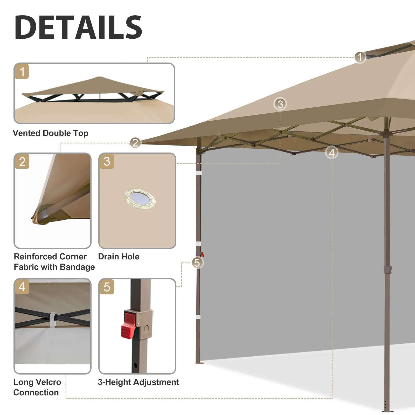 13x13 Pop Up Canopy Tent With Sidewall