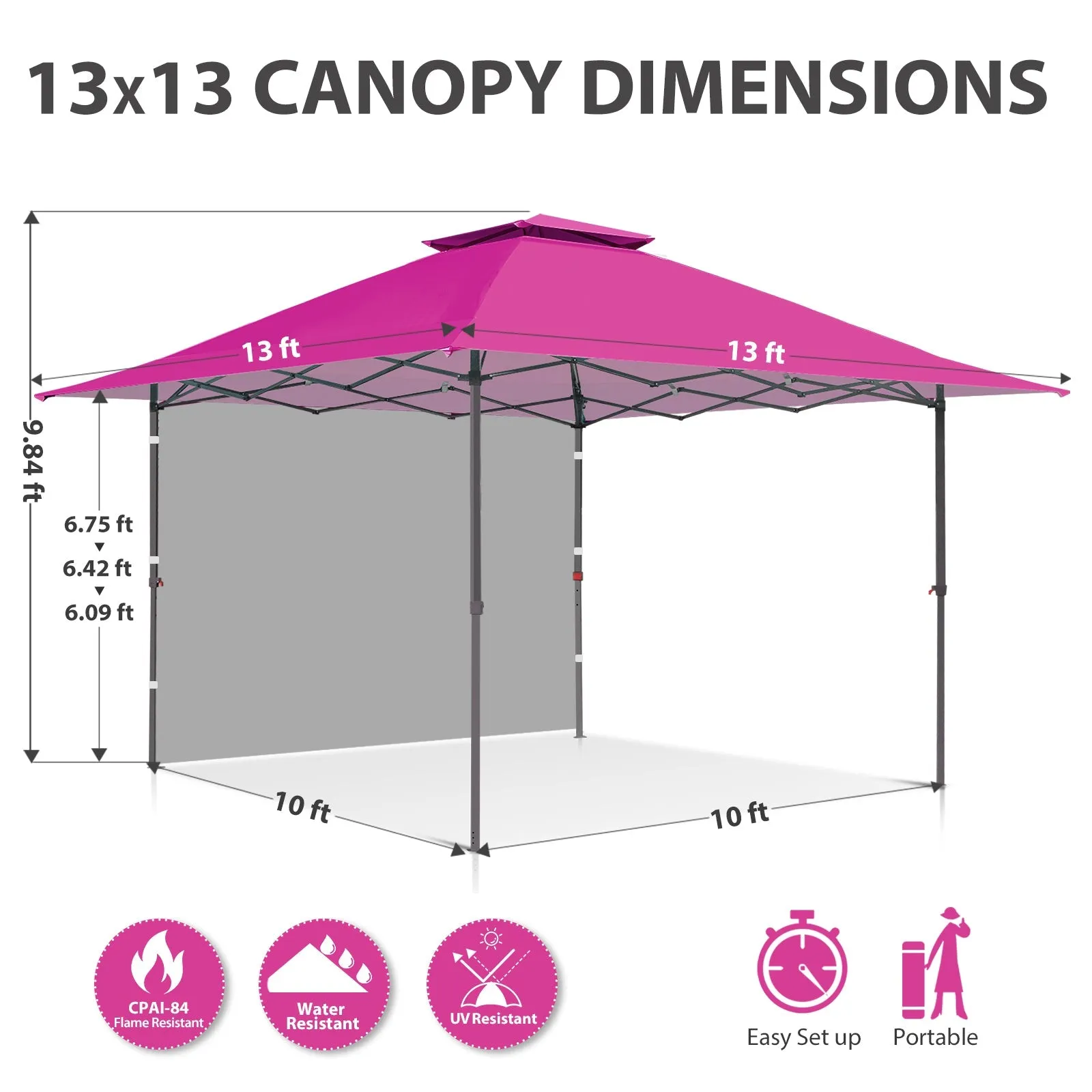 13x13 Pop Up Canopy Tent With Sidewall