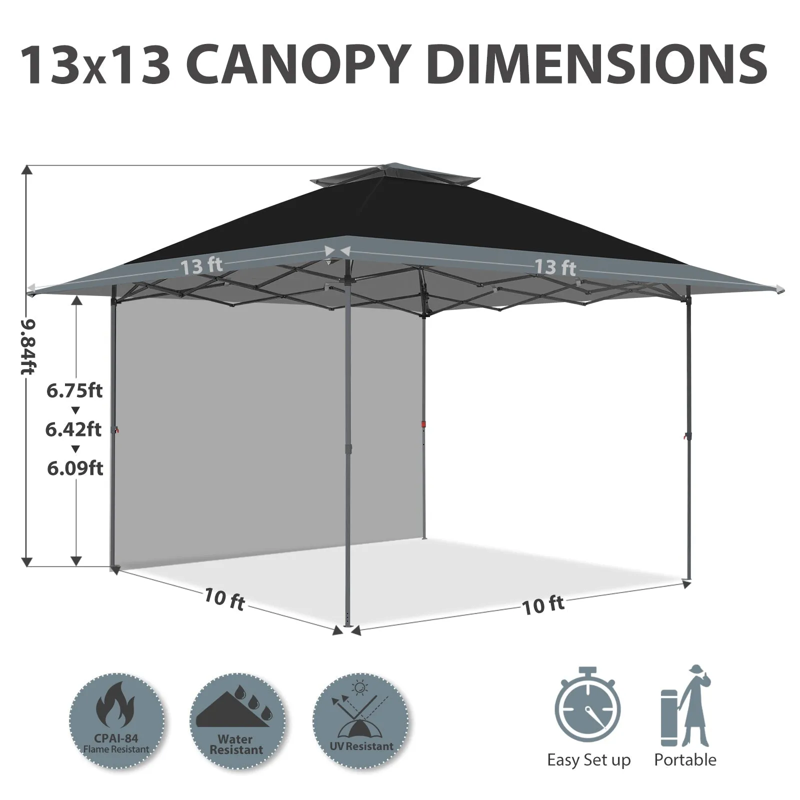 13x13 Pop Up Canopy Tent With Sidewall