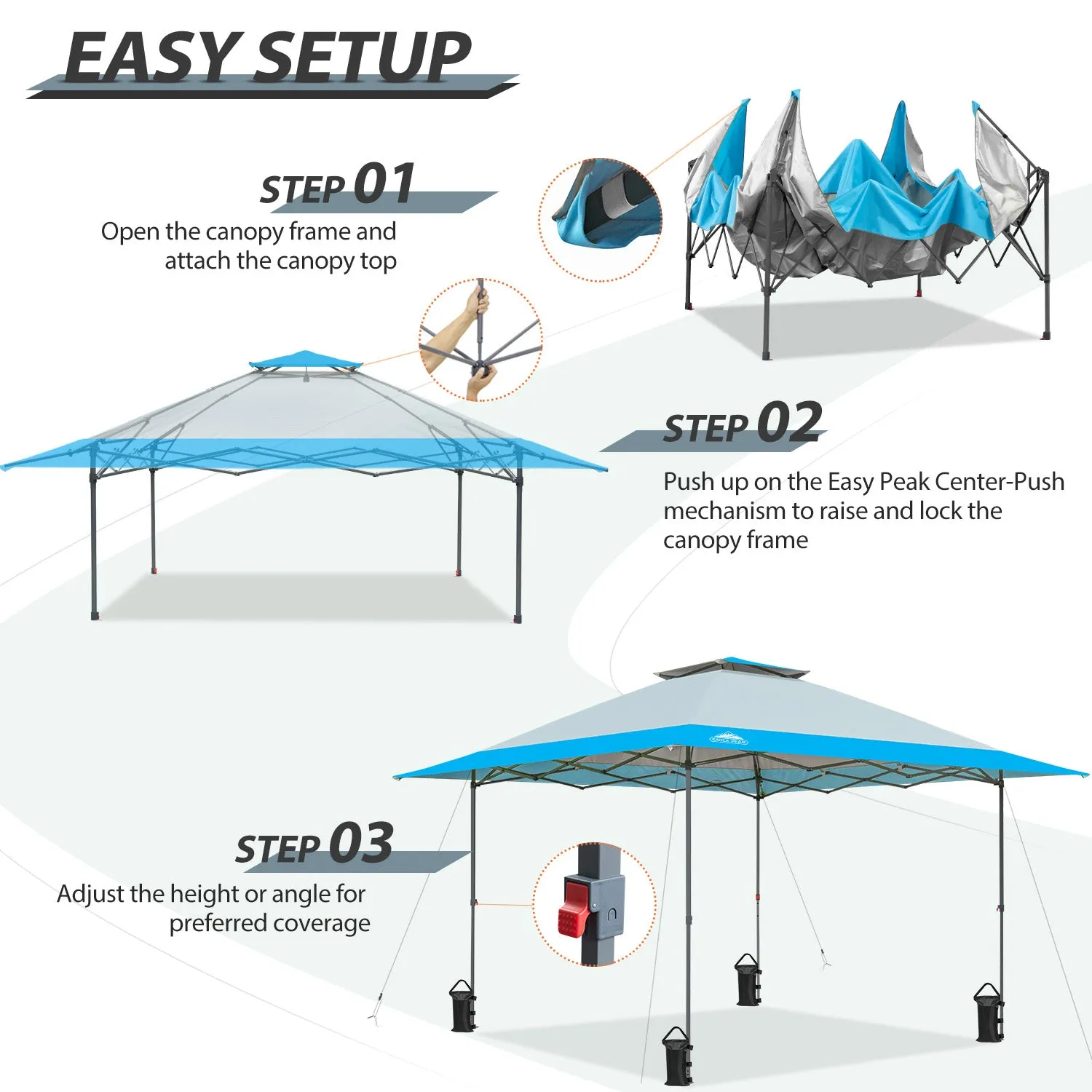 13x13 Straight Leg Pop Up Canopy Tent with 169 sqft of Shade