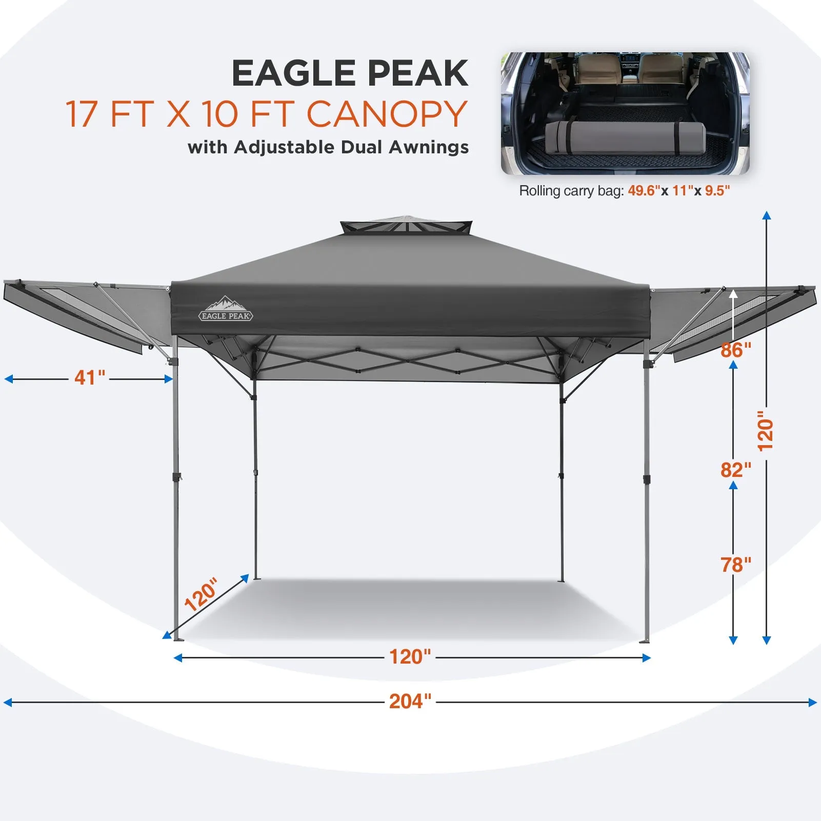 17x10 Pop up Gazebo Canopy Tent Outdoor Instant Canopy Shelter