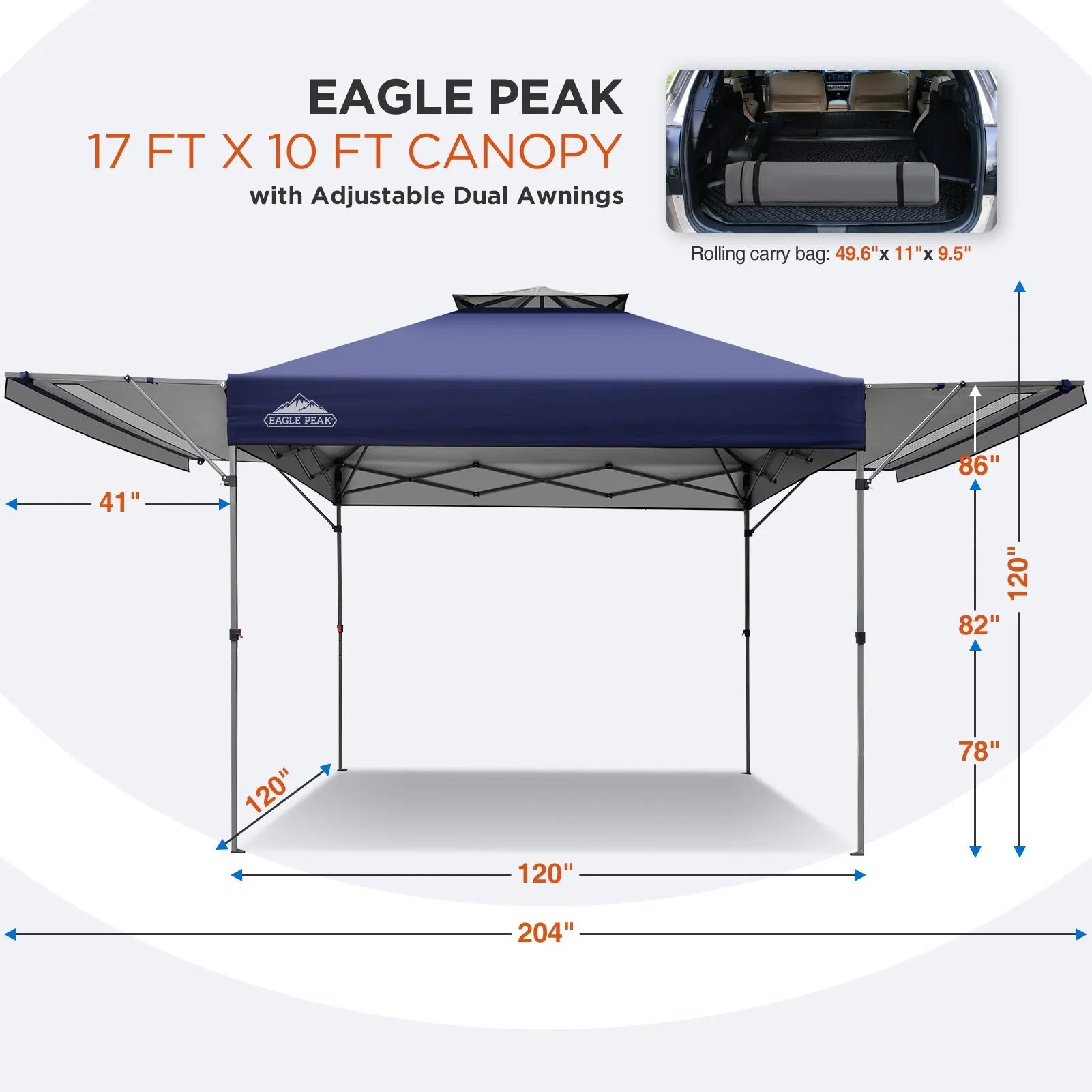 17x10 Pop up Gazebo Canopy Tent Outdoor Instant Canopy Shelter