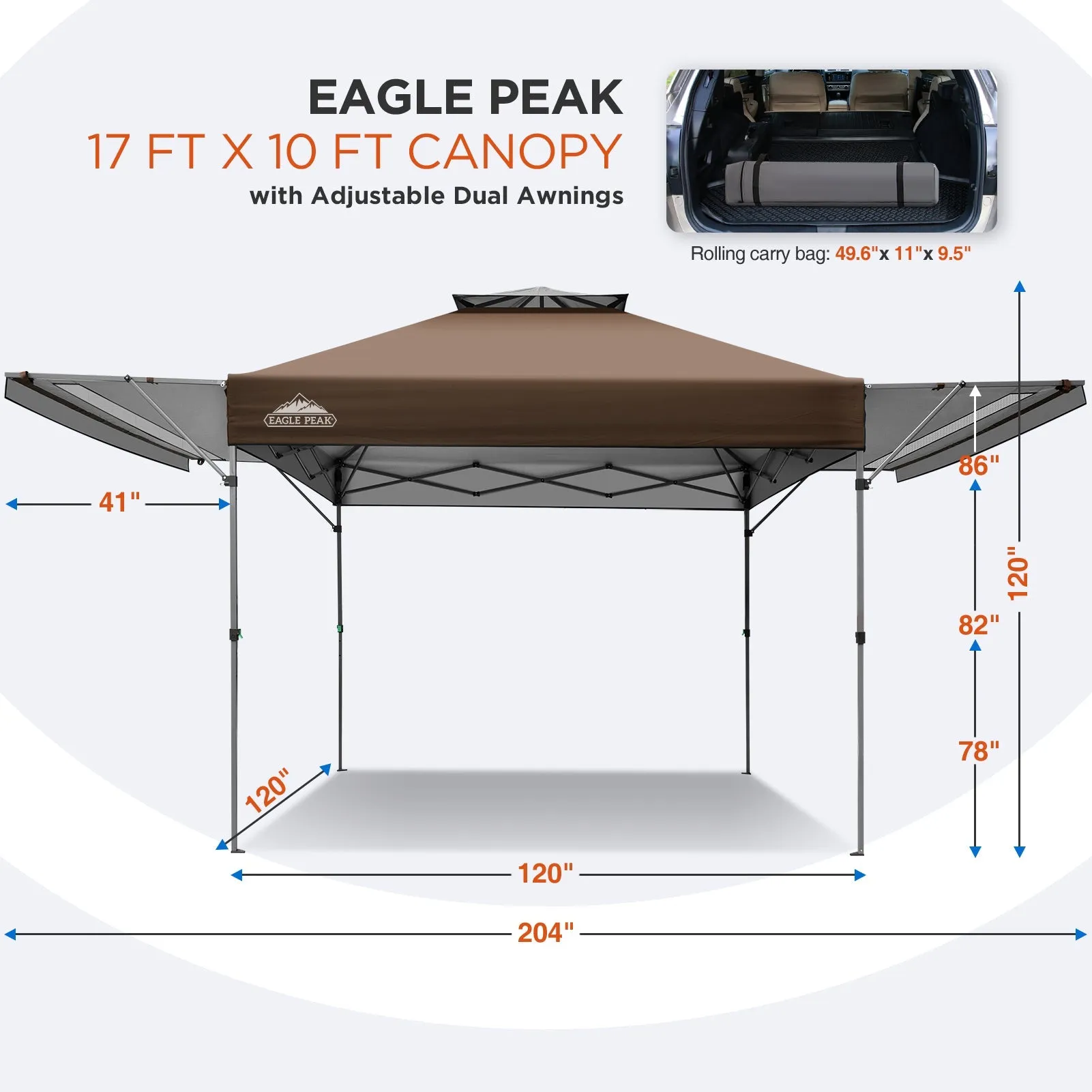 17x10 Pop up Gazebo Canopy Tent Outdoor Instant Canopy Shelter