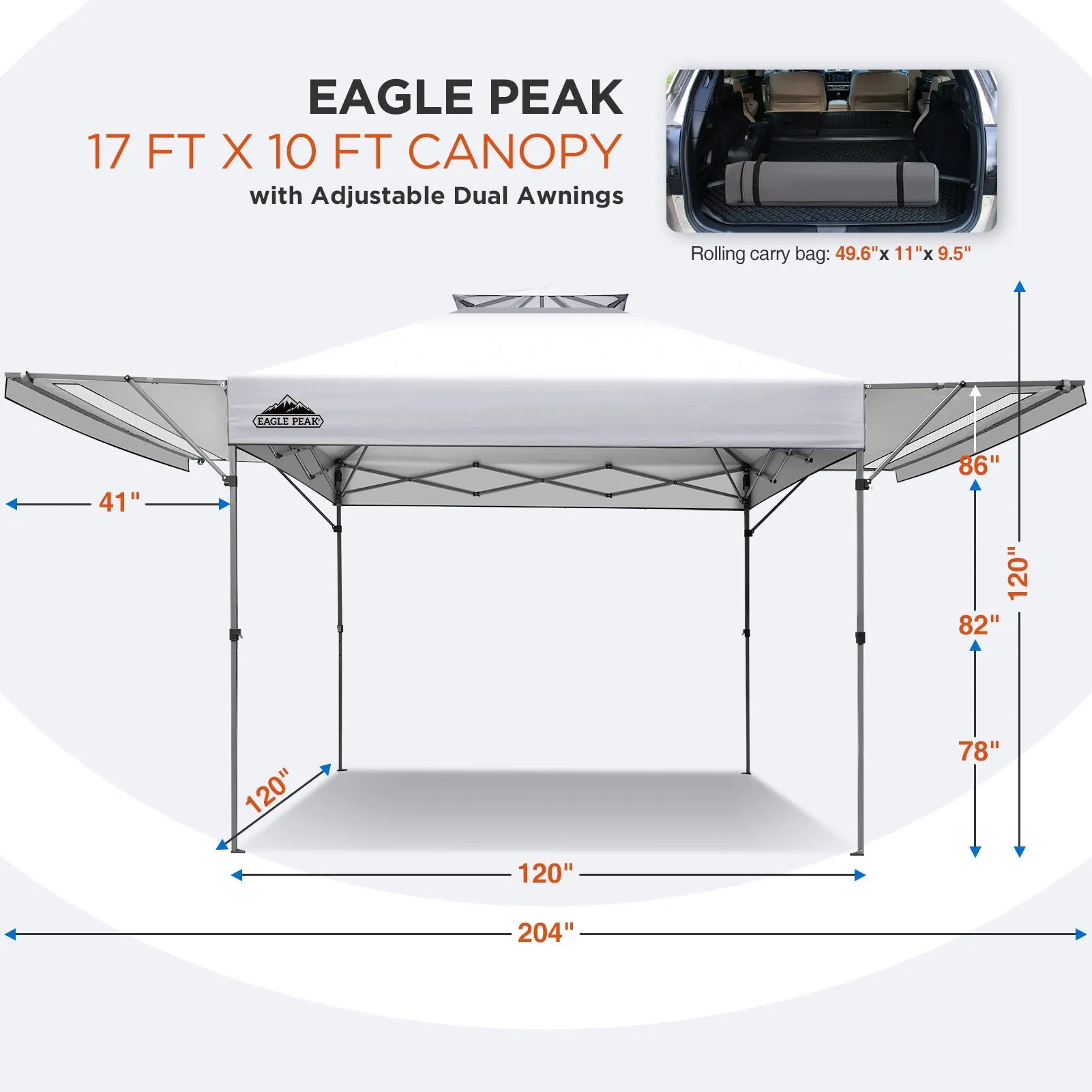 17x10 Pop up Gazebo Canopy Tent Outdoor Instant Canopy Shelter