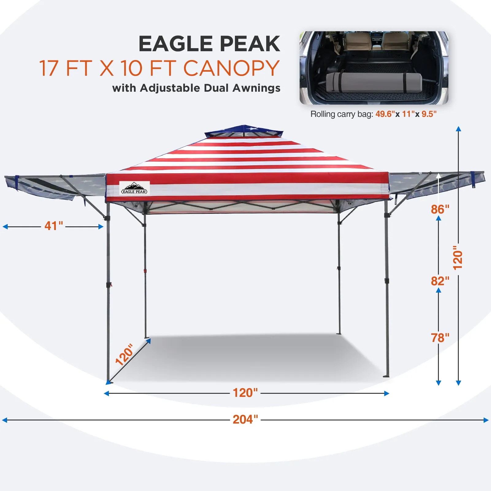 17x10 Pop up Gazebo Canopy Tent Outdoor Instant Canopy Shelter