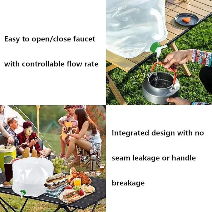 1Pcs 10L Portable Car Outdoor Water Bag with Handle Foldable Lightweight Water Container for Camping and Hiking