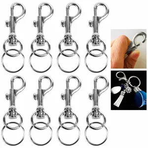 8 X Heavy Duty Key Ring Large Spring Clip Metal Snap Hook Lobster Clasp Keychain