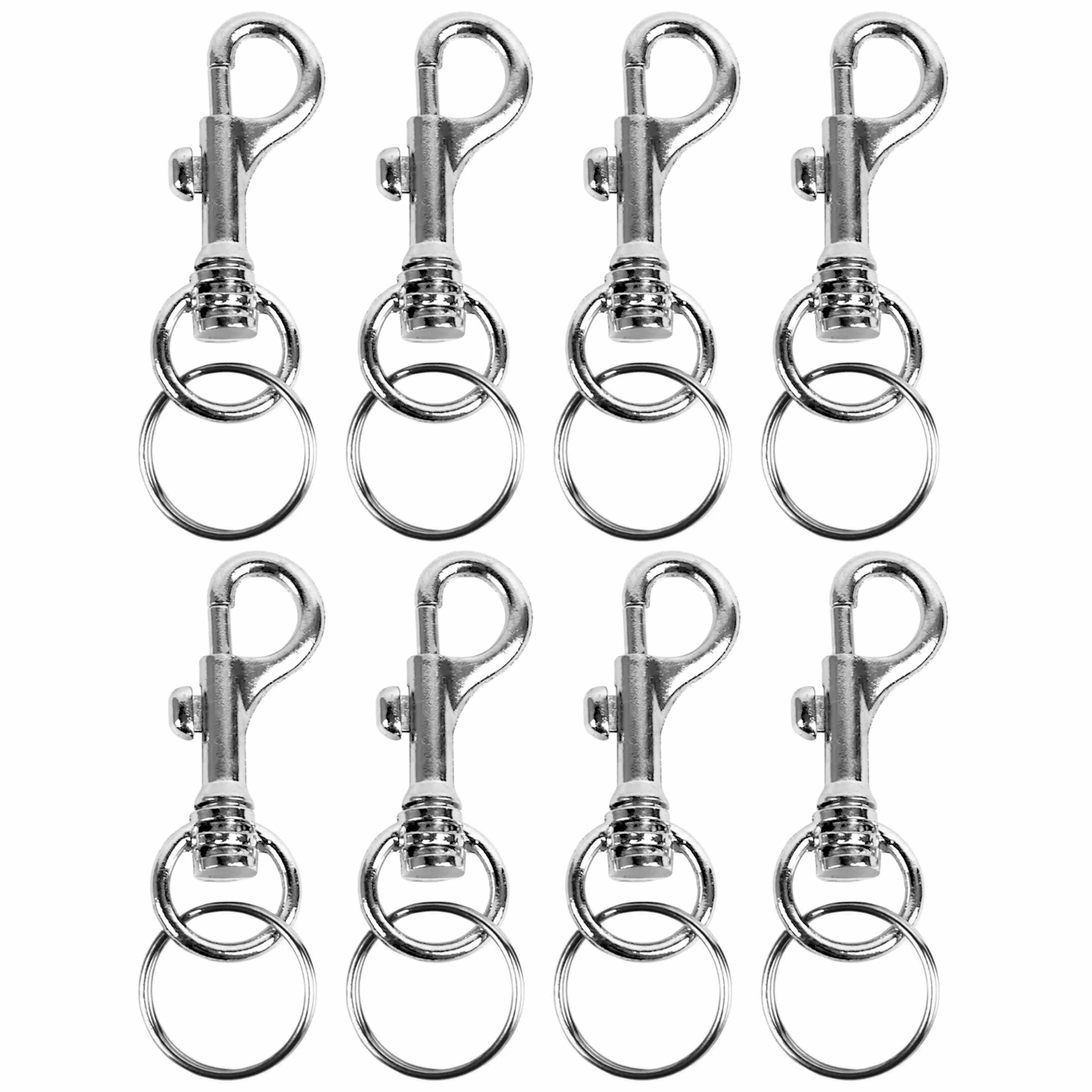 8 X Heavy Duty Key Ring Large Spring Clip Metal Snap Hook Lobster Clasp Keychain