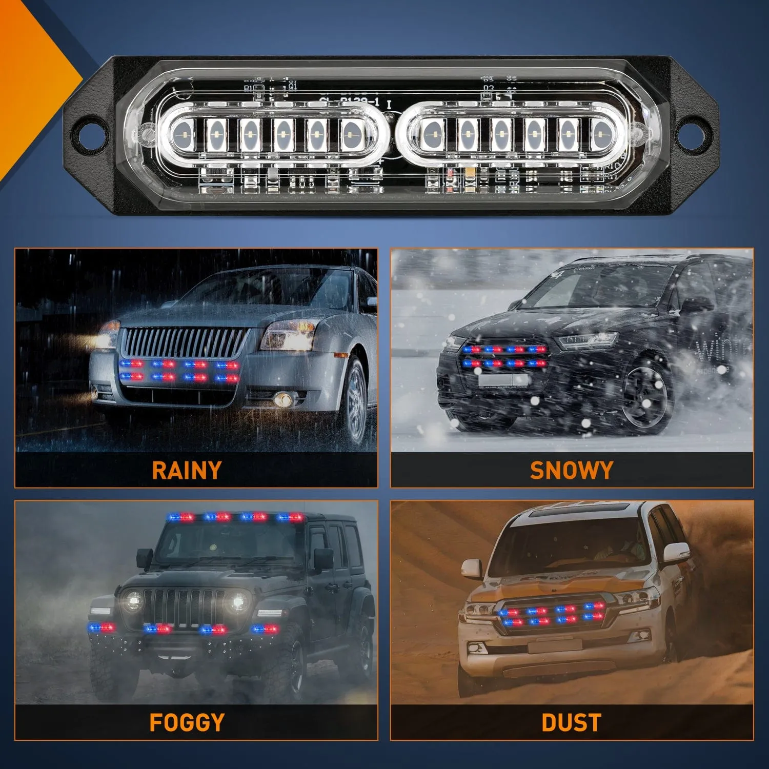 8PCS 12LED Red Blue Emergency Strobe Lights
