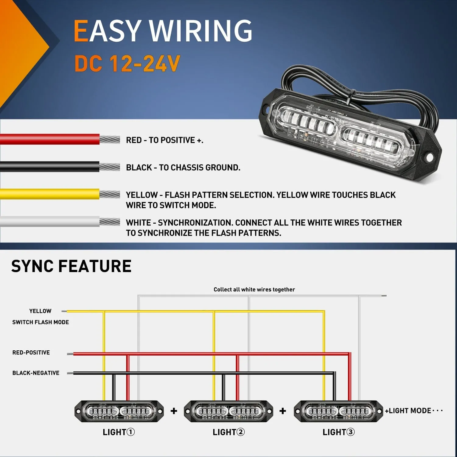 8PCS 12LED Red Emergency Strobe Lights