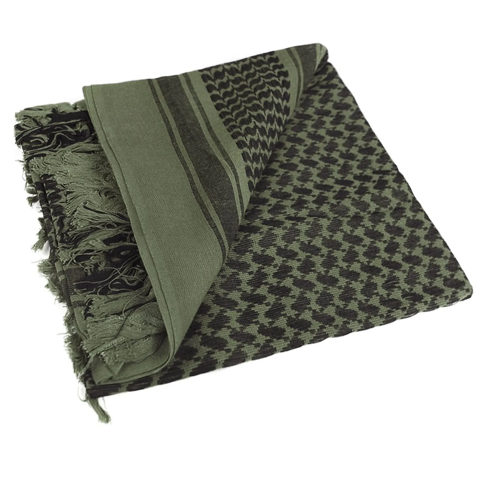 Arab Scarf Cotton Shemagh Scarves Outdoor Keffiyeh Desert Scarfs Head Wrap Shawl with Tassels for Men Women Green
