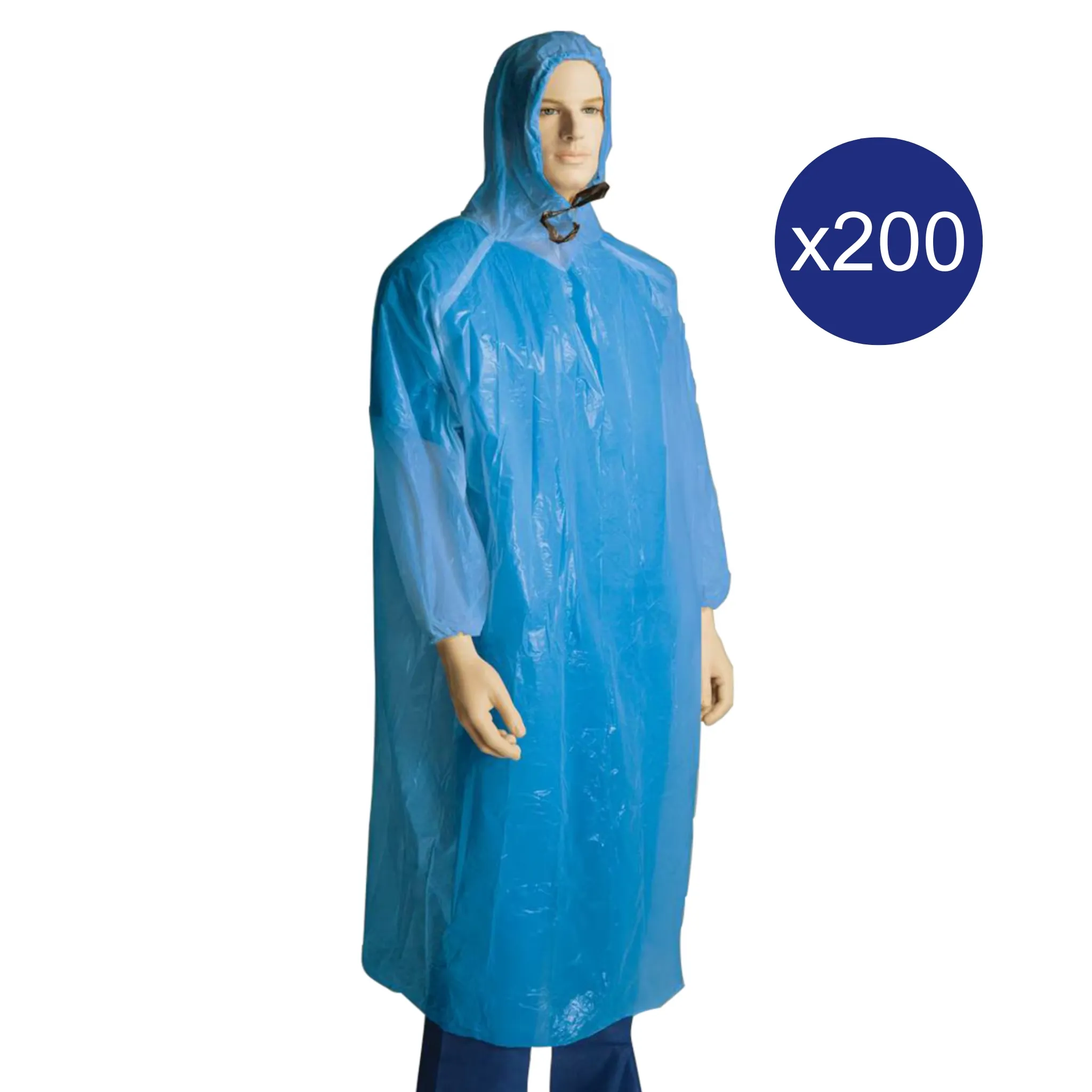Bastion Blue Polyethylene (PE) Poncho with Hood - One Size
