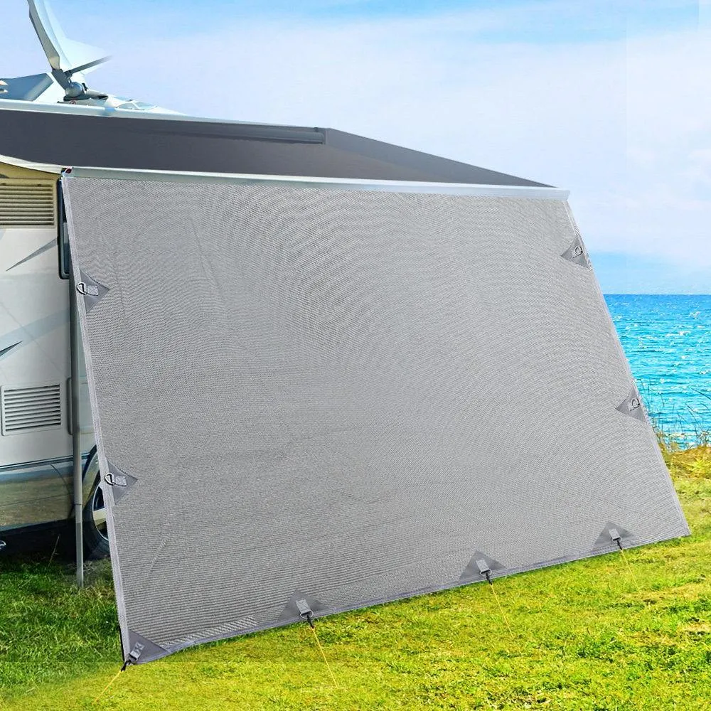 Caravan Awning Privacy Screen 4.9M x 1.95M Extra Long Drop - Drop Roll Out Awning Sun Shade Screen