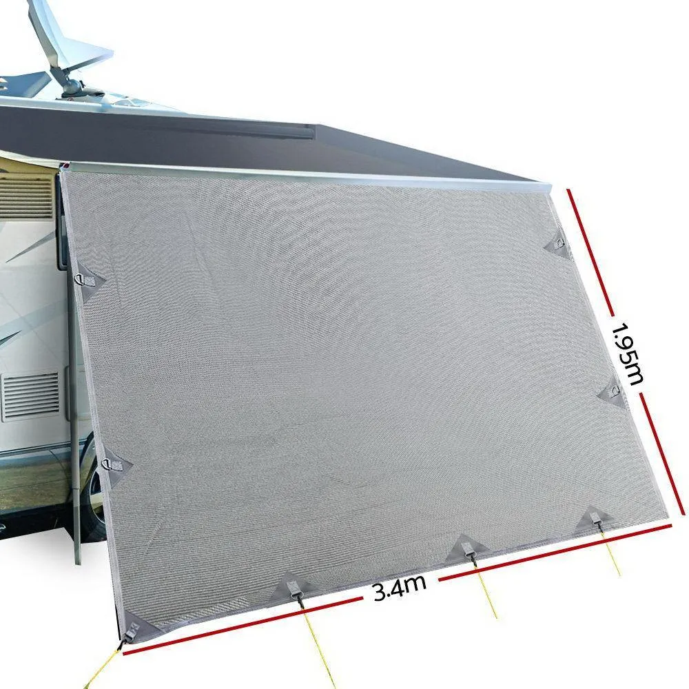 Caravan Privacy Screen 3.4M - 1.95m Long Roll Out Awning Sun Shade