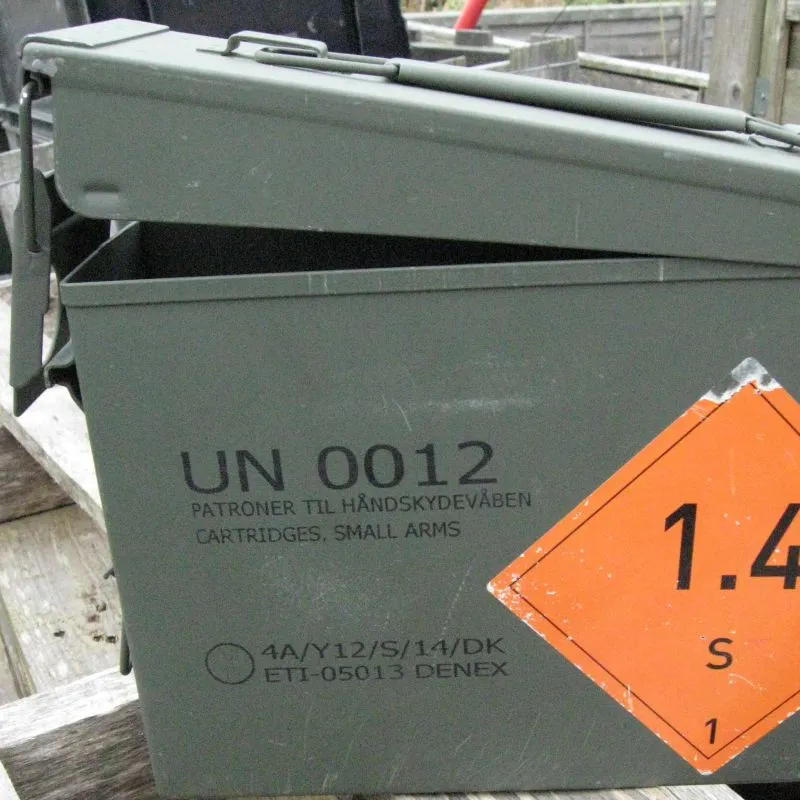 Danish Metal Ammo Box. .30-Cal. Used / Graded. Olive Green.