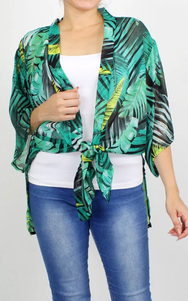 ECD10209 Tropical Chiffon w/Sleeves Kimono