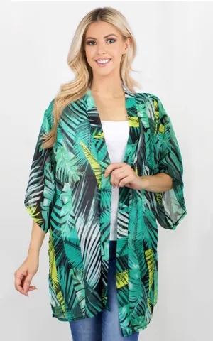 ECD10209 Tropical Chiffon w/Sleeves Kimono