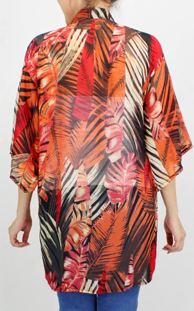 ECD10209 Tropical Chiffon w/Sleeves Kimono