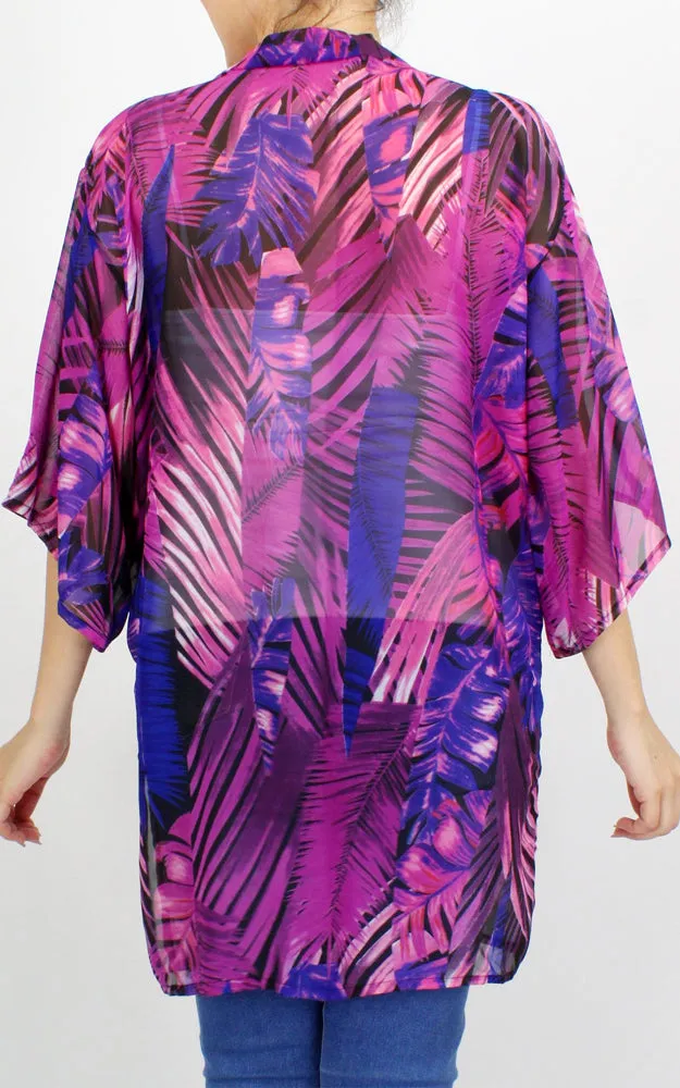 ECD10209 Tropical Chiffon w/Sleeves Kimono