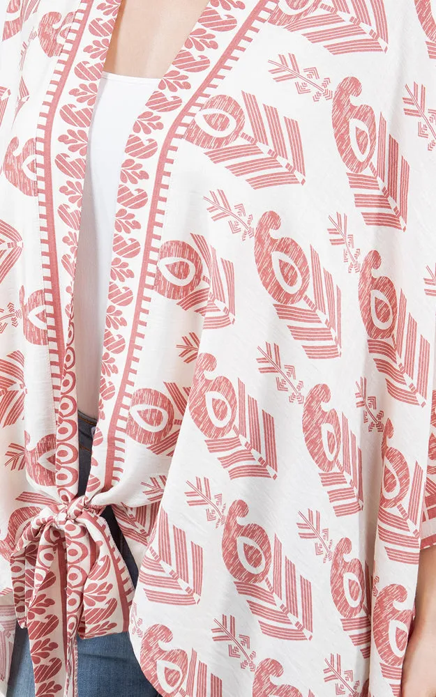 KP5511 Tribe Print Kimono Cover Up
