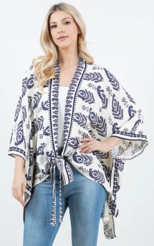 KP5511 Tribe Print Kimono Cover Up