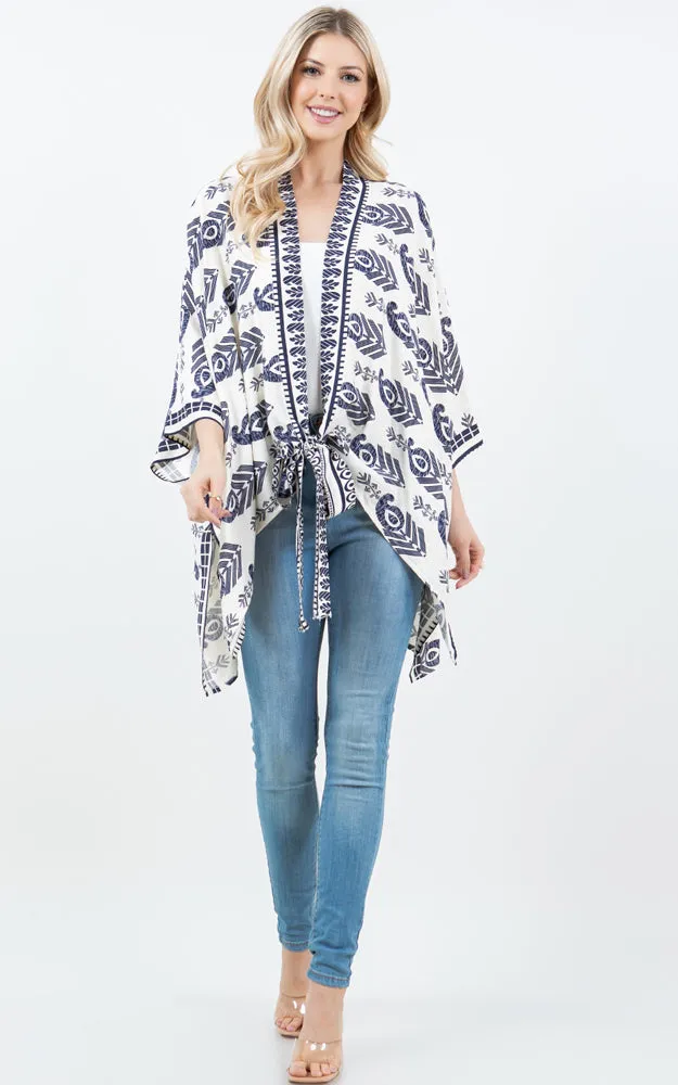 KP5511 Tribe Print Kimono Cover Up