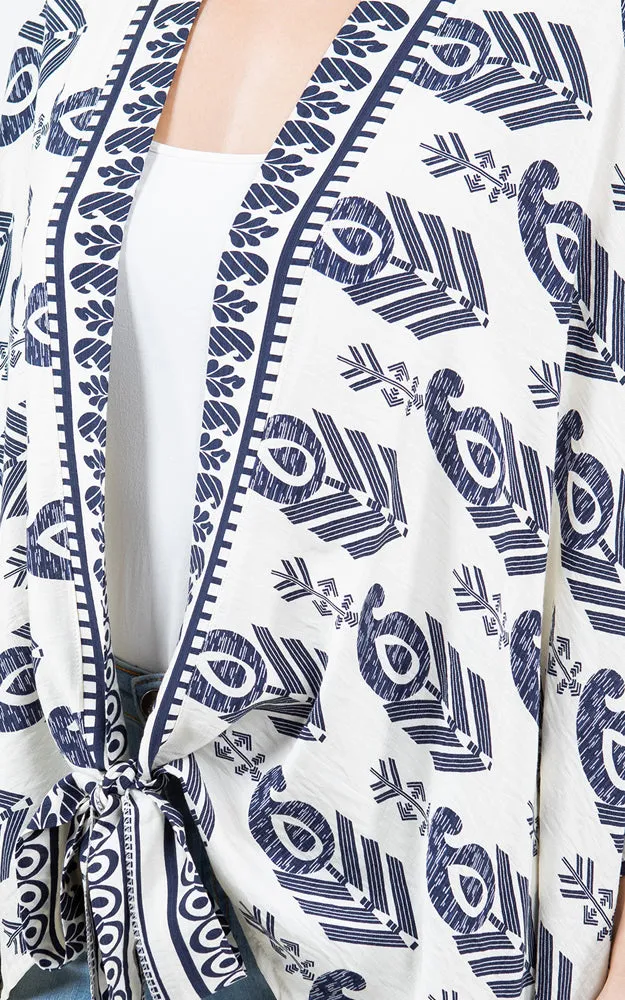 KP5511 Tribe Print Kimono Cover Up