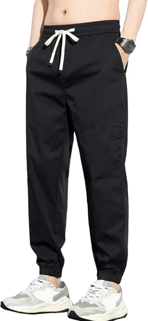 Men's Elastic Waist Stylish Athletic Pants Casual Lightweight Outdoor Hiking Trousers Drawstring Streetwear Pants