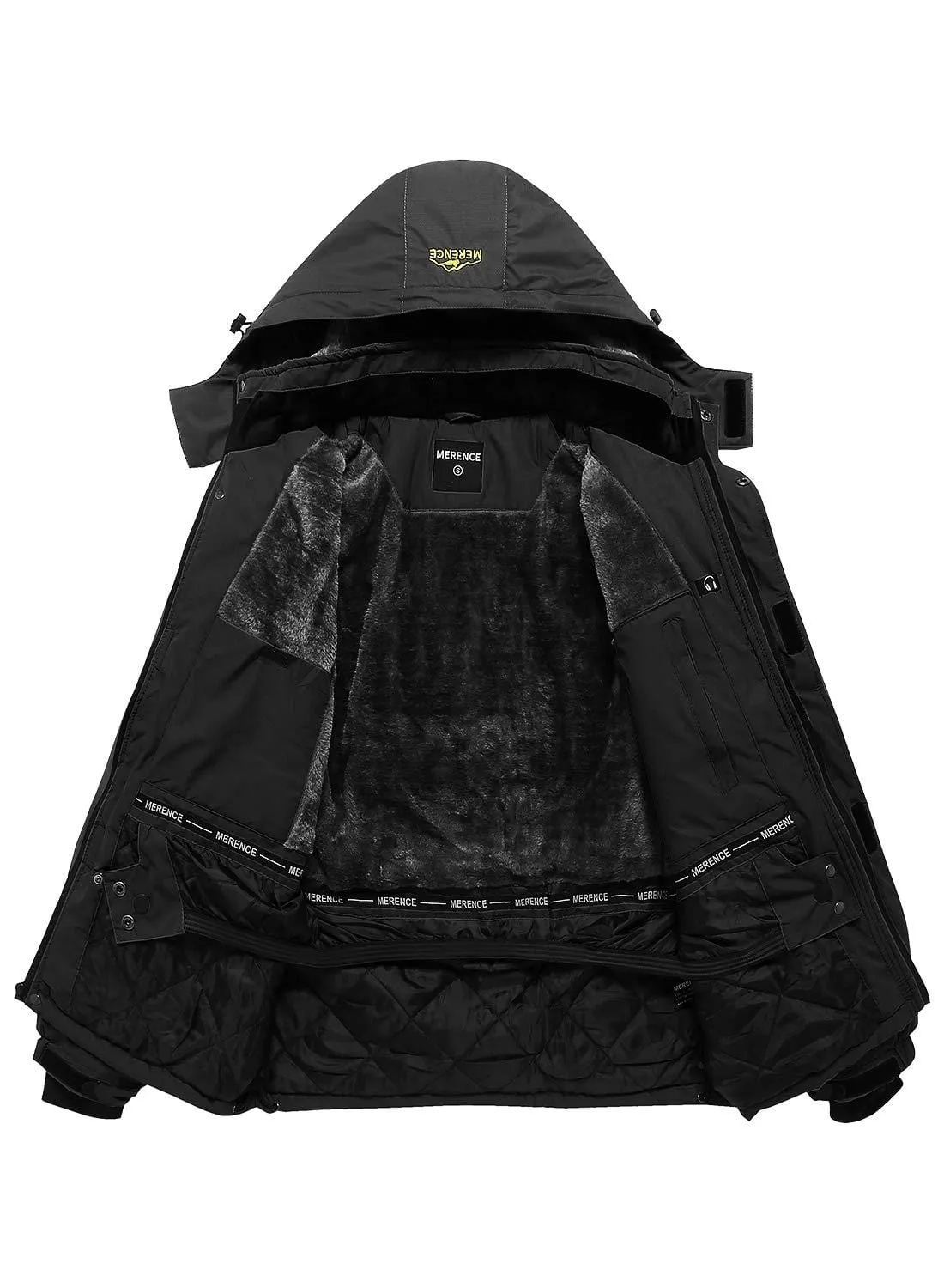 Men's Mountain Waterproof Ski Jacket Windproof Rain Jacket Warm Winter Coats Snowboarding Chrimas Gift U119WCFY028,NewBlack,L