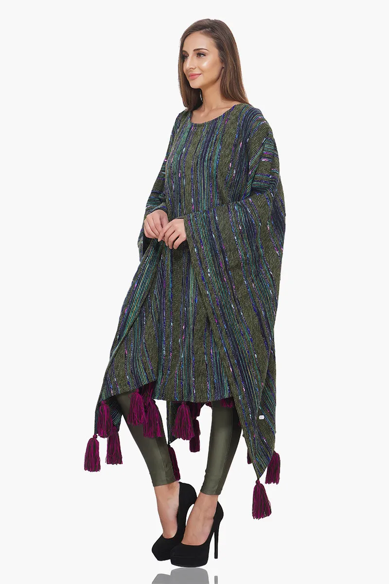 Mystic Green Woolen Poncho