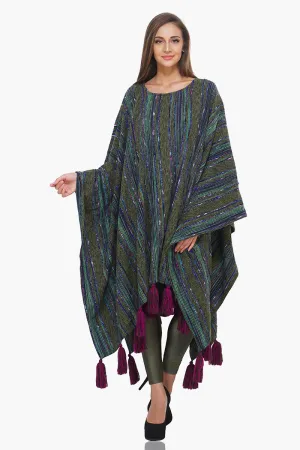 Mystic Green Woolen Poncho