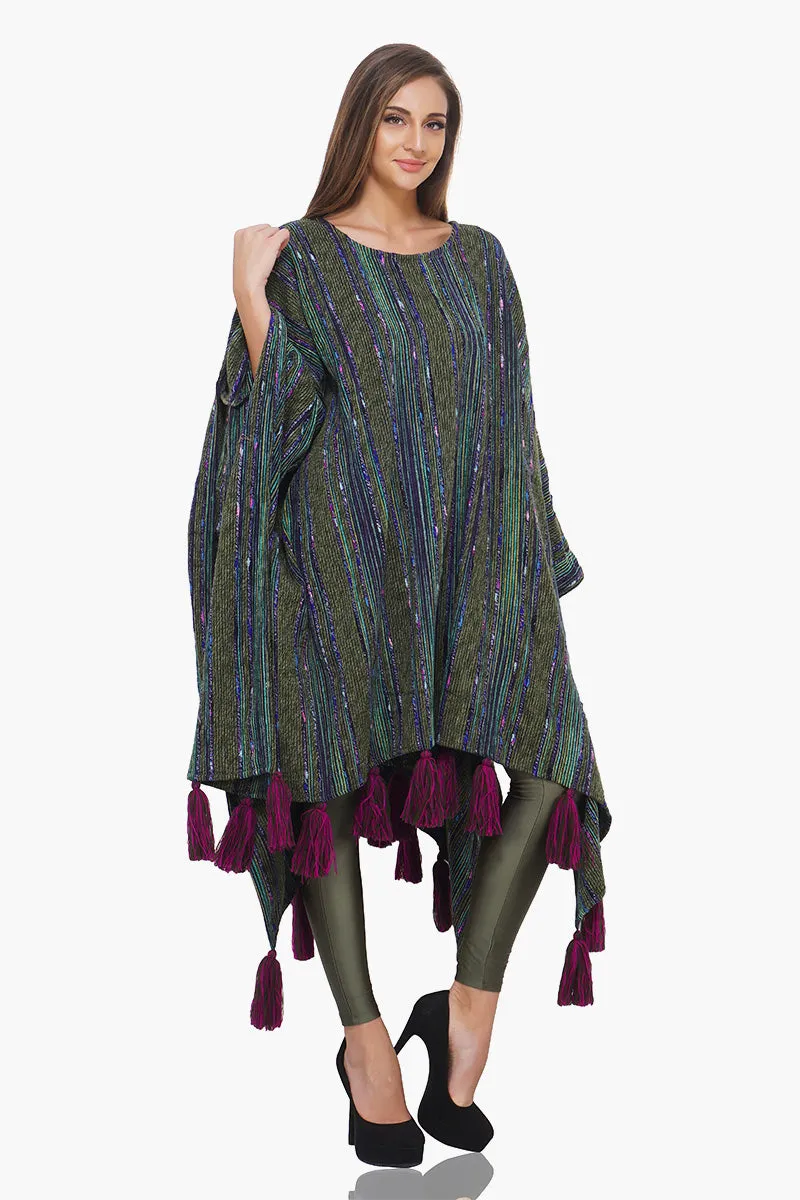Mystic Green Woolen Poncho