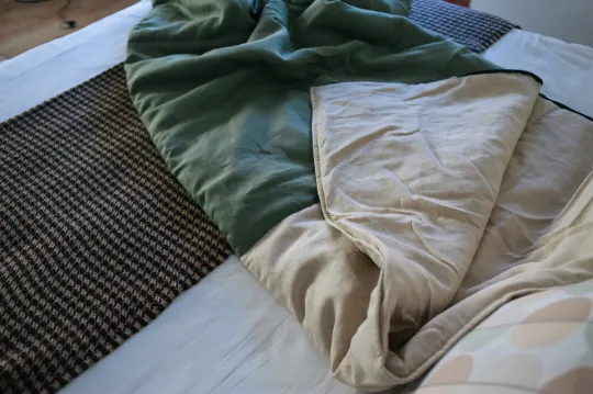 Organic HEMP Sleeping bag in linen fabric- organic hemp fiber filling in natural linen fabric - blanket quilt, hand made