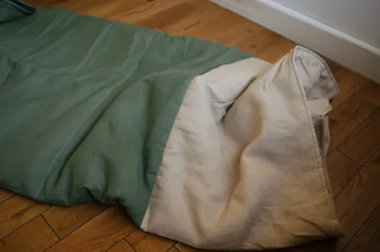 Organic HEMP Sleeping bag in linen fabric- organic hemp fiber filling in natural linen fabric - blanket quilt, hand made