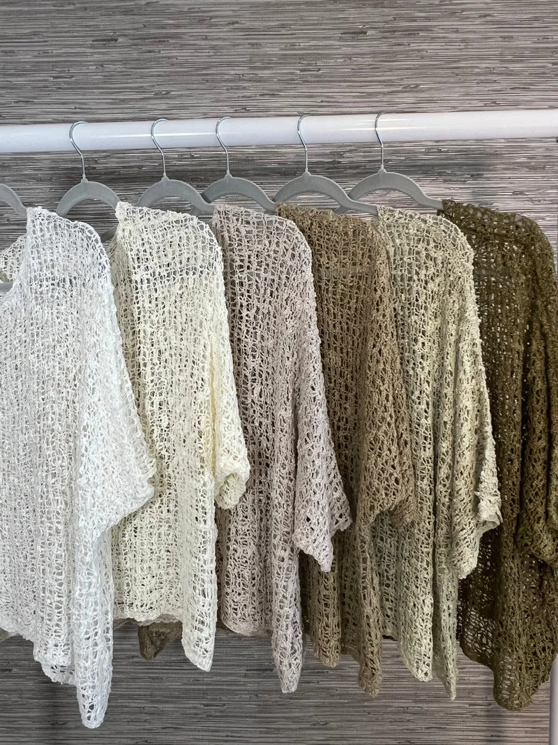 Popcorn Poncho Top Taupe