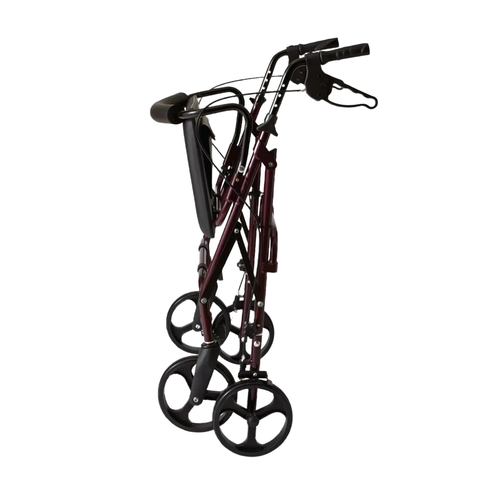 Red Steel Heavy Duty Folding Rollator Walker