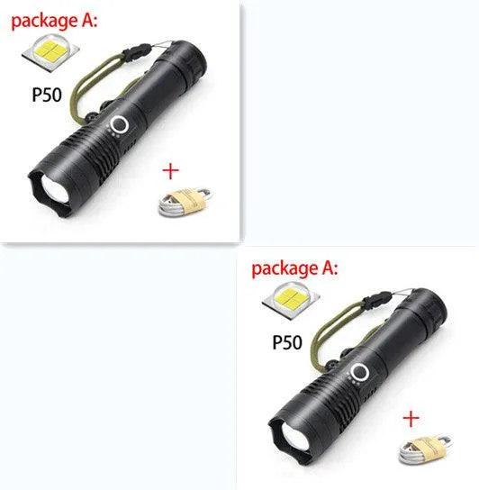 USB Charging Zoom P50 Flashlight
